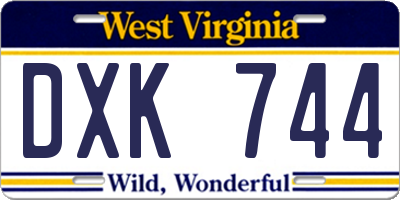 WV license plate DXK744