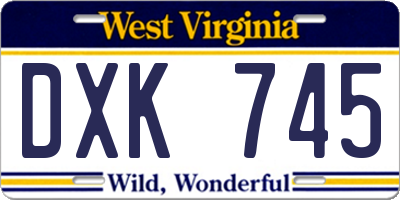 WV license plate DXK745