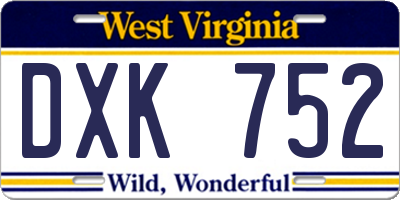WV license plate DXK752