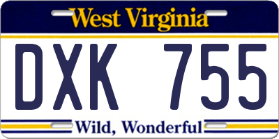 WV license plate DXK755