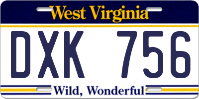 WV license plate DXK756