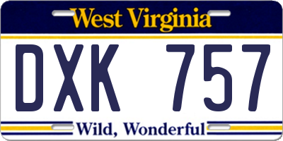 WV license plate DXK757