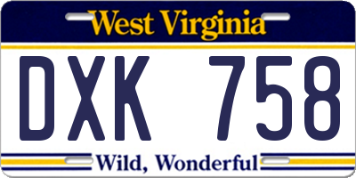 WV license plate DXK758