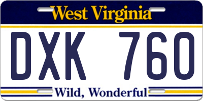 WV license plate DXK760
