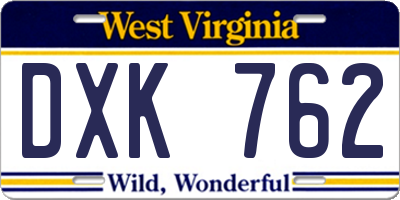 WV license plate DXK762