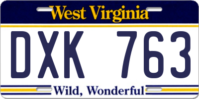 WV license plate DXK763