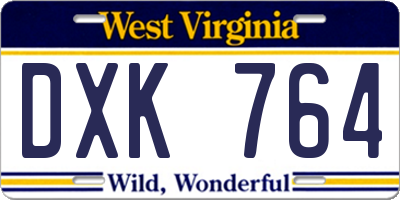 WV license plate DXK764