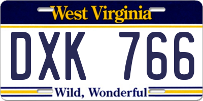 WV license plate DXK766