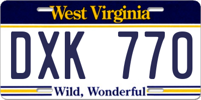 WV license plate DXK770