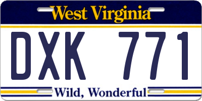 WV license plate DXK771