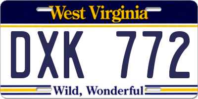 WV license plate DXK772