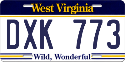 WV license plate DXK773