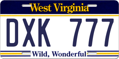 WV license plate DXK777