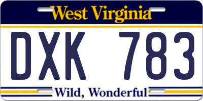 WV license plate DXK783