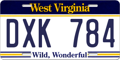 WV license plate DXK784