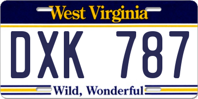 WV license plate DXK787