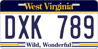 WV license plate DXK789