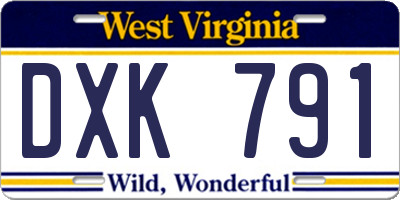 WV license plate DXK791