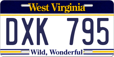 WV license plate DXK795