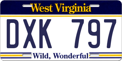 WV license plate DXK797