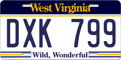 WV license plate DXK799