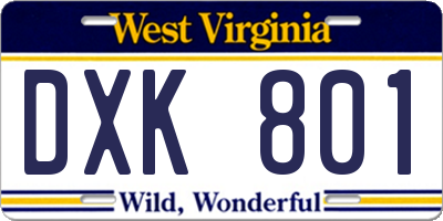 WV license plate DXK801