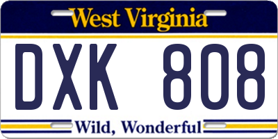 WV license plate DXK808