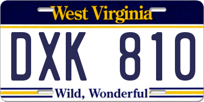 WV license plate DXK810