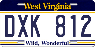 WV license plate DXK812