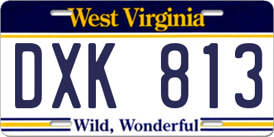 WV license plate DXK813