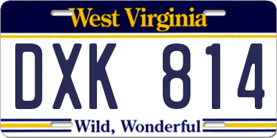 WV license plate DXK814