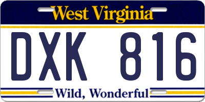 WV license plate DXK816