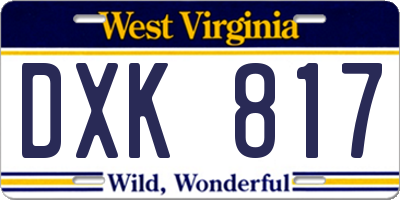 WV license plate DXK817