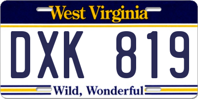 WV license plate DXK819
