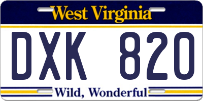 WV license plate DXK820