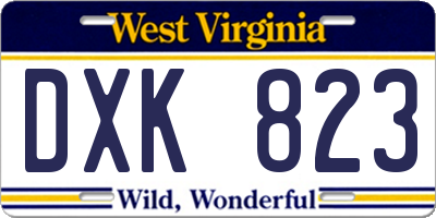 WV license plate DXK823