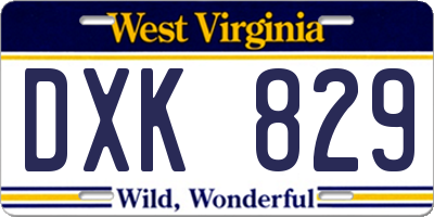 WV license plate DXK829