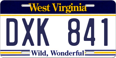 WV license plate DXK841