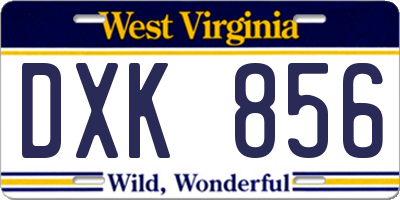 WV license plate DXK856