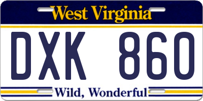 WV license plate DXK860