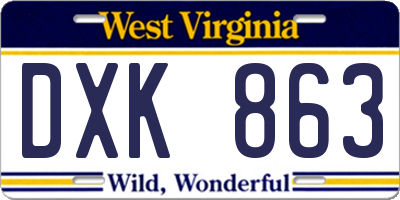 WV license plate DXK863