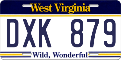 WV license plate DXK879