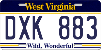 WV license plate DXK883