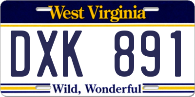 WV license plate DXK891