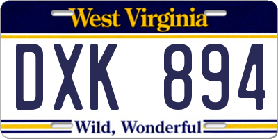 WV license plate DXK894