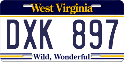WV license plate DXK897