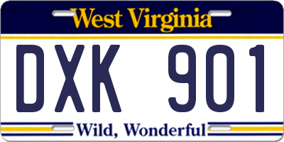 WV license plate DXK901
