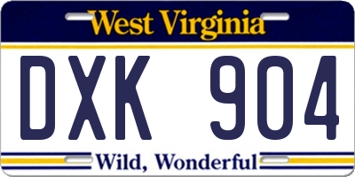 WV license plate DXK904