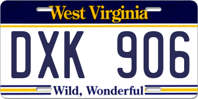 WV license plate DXK906