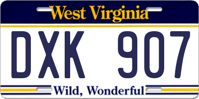 WV license plate DXK907